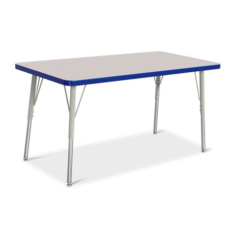 Jonti-Craft Berries Rectangle Activity Table, 24 in. x 48 in., A-height, Freckled Gray/Blue/Gray 6403JCA003